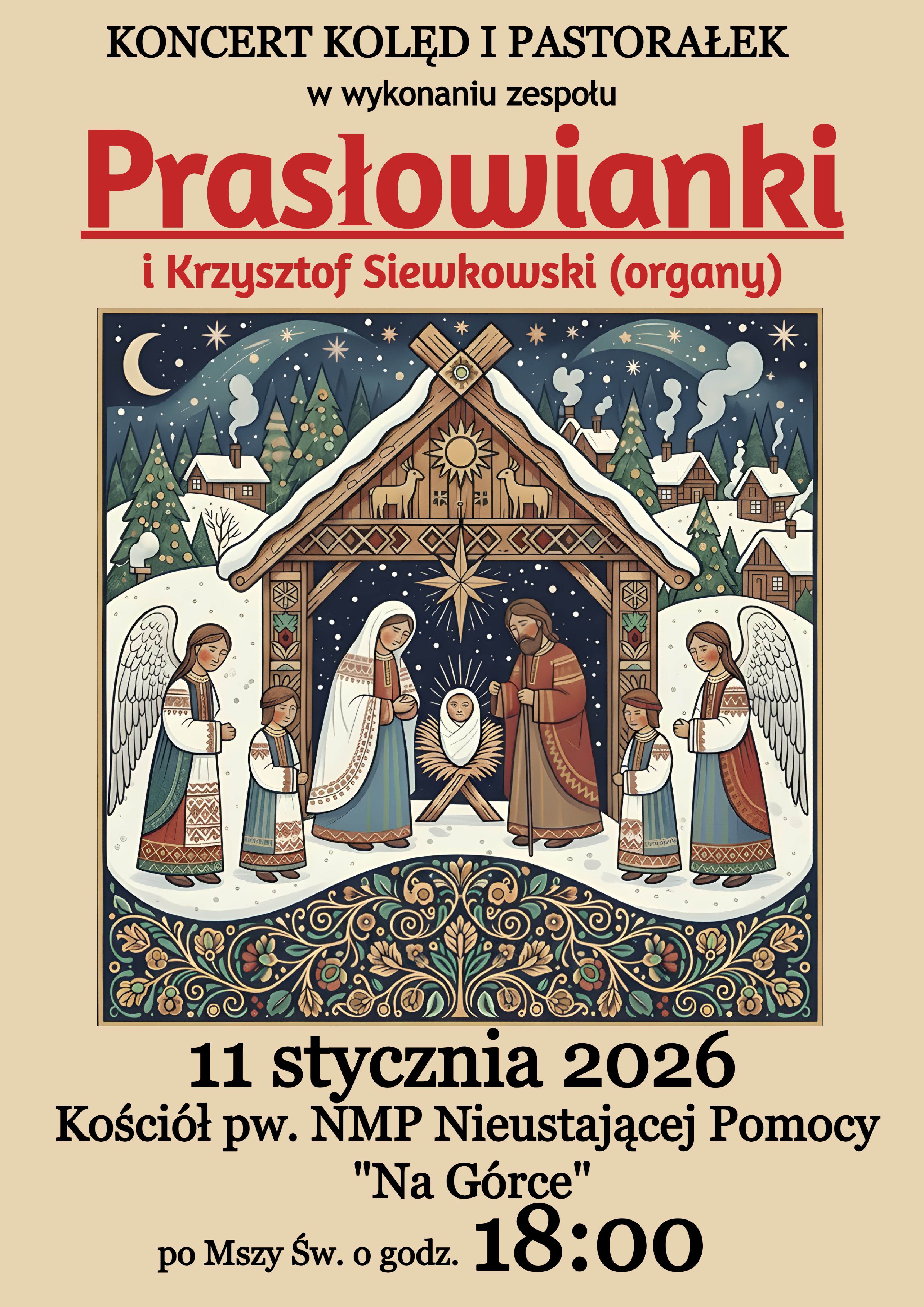 KONCERT KOLĘD I PASTORAŁEK W WYKONANIU ZESPOŁU PRASŁOWIANKI – 11 stycznia 2026